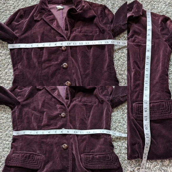 J Crew burgundy purple velvet collared v neck button up blazer jacket XS - Picture 8 of 10